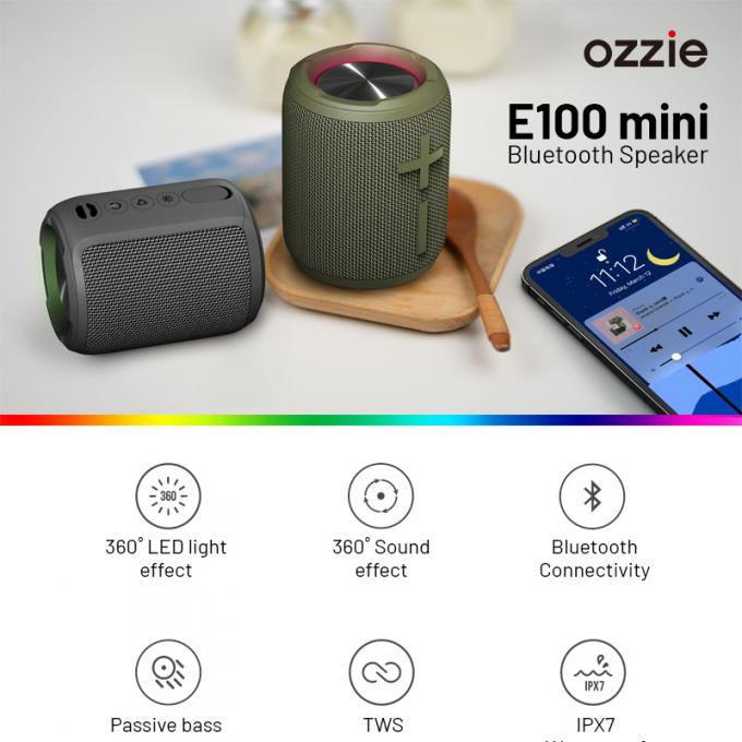 10W Portable IPX7 Waterproof Wireless Speaker With RGB Lights