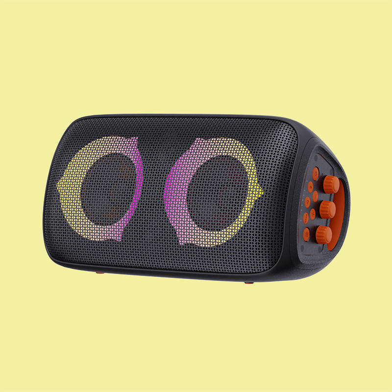 Black Bluetooth V5.3 Outdoor Party Speaker with Battery 4\u03a9 Impedance ABS Iron