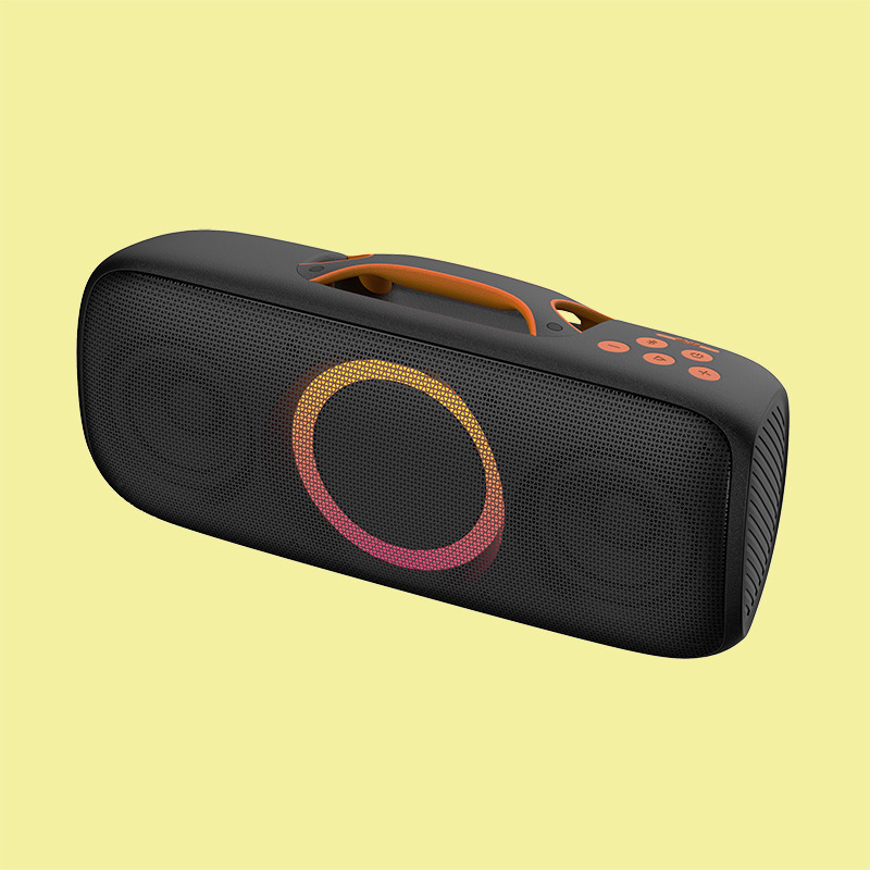 Black Waterproof Outdoor Party Speaker with 40W Driver Battery Power Source 7.2V 2500mAh Capacity IPX4