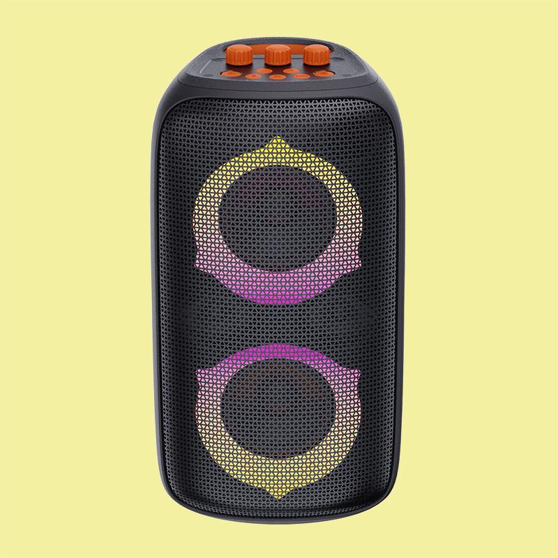 Black Bluetooth V5.3 Outdoor Party Speaker with Battery 4\u03a9 Impedance ABS Iron